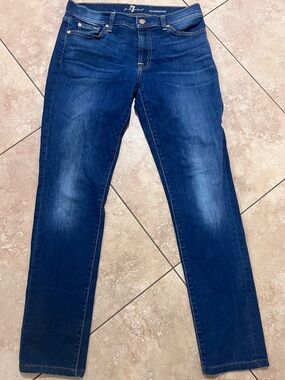 7 For All Mankind Dark Blue Straight Leg Jeans